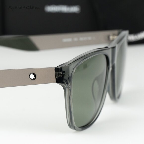 Montblanc Women Sunglasses Grey Ruthenium Green Square MB0298S 003 BRAND NEW main image 6